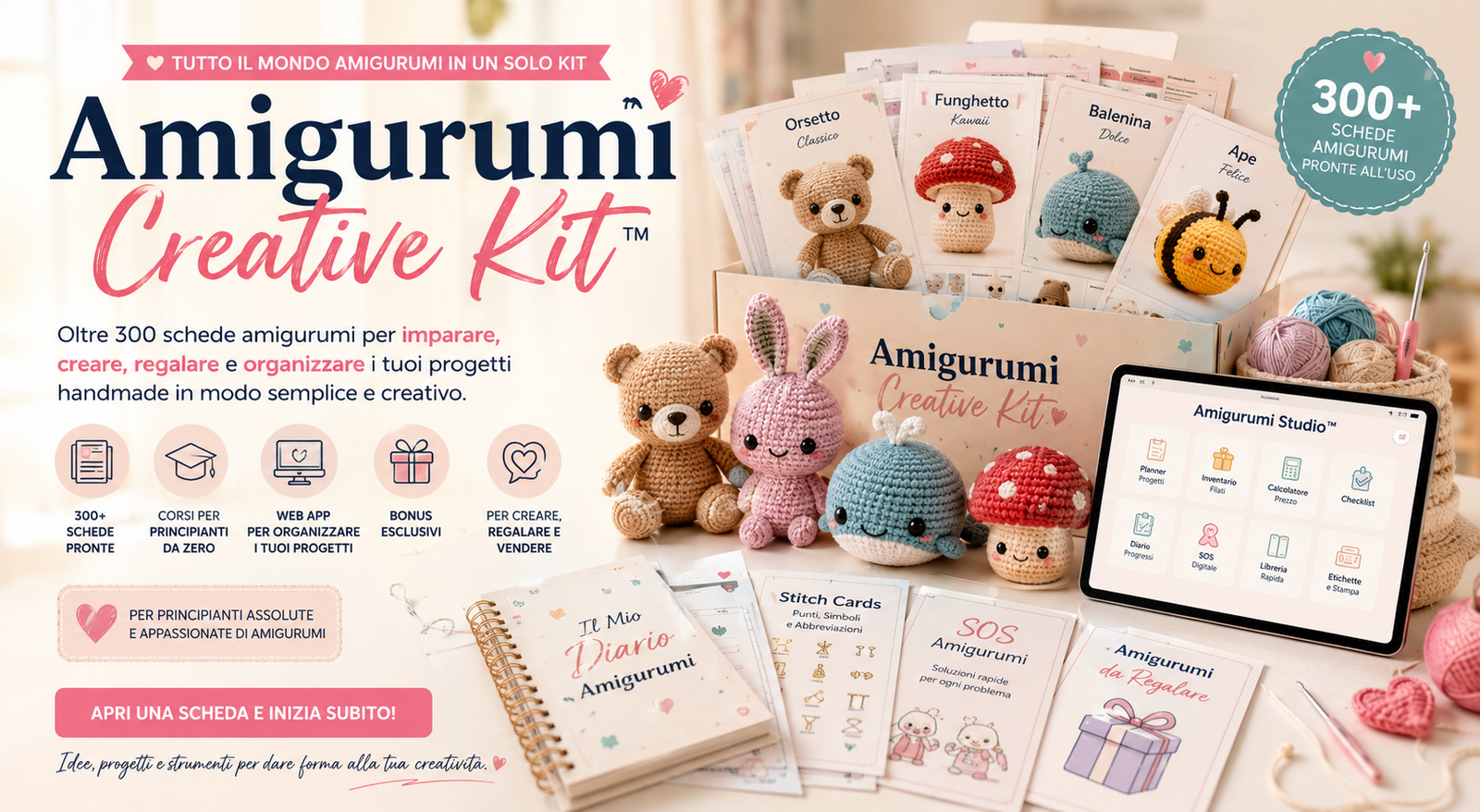 Amigurumi Creative Kit con schede, bonus e web app