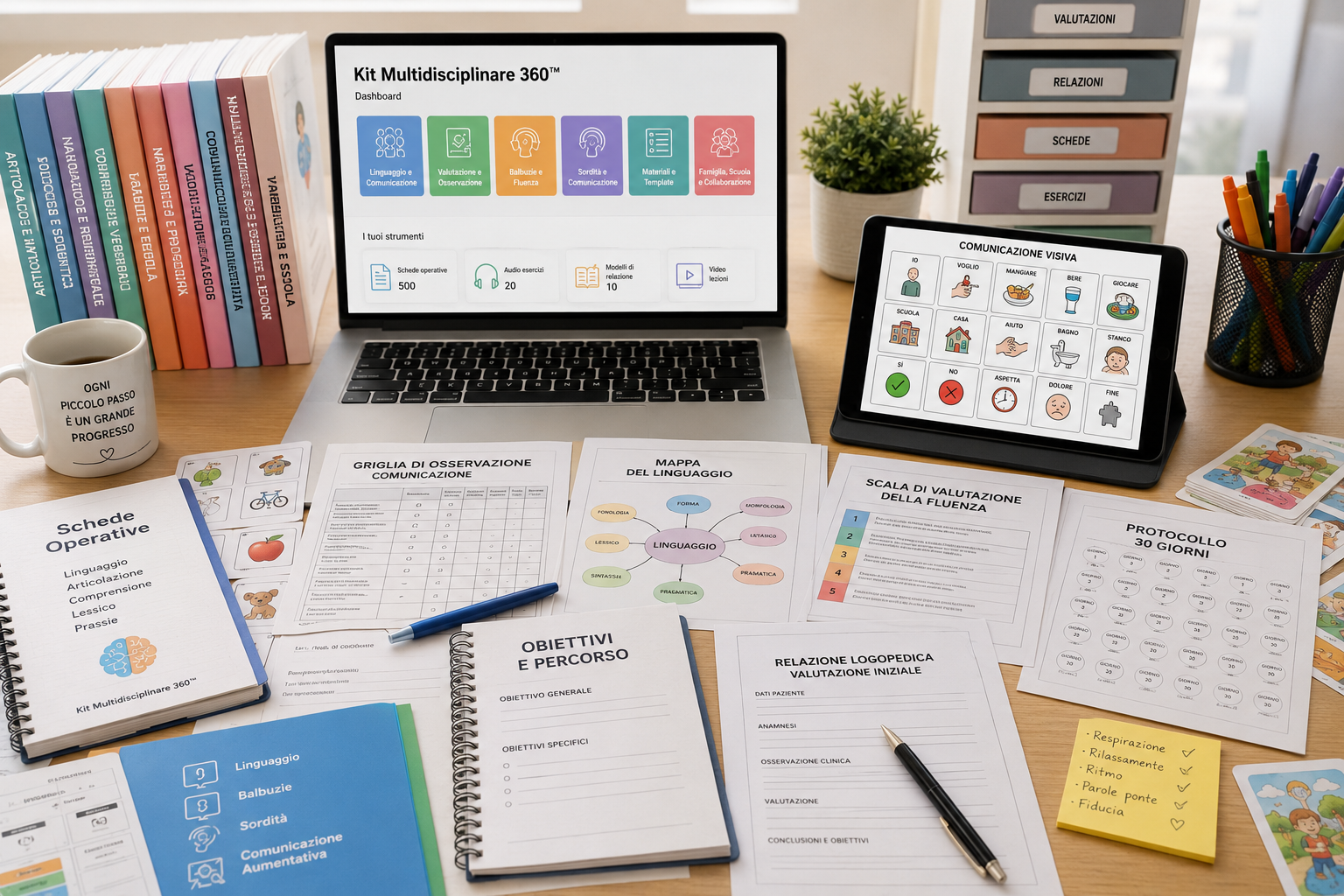 Planner e materiali per lo studio logopedico